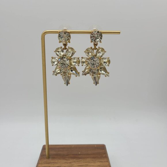 J Crew Clear Crystal Cluster Drop Earrings - Picture 7 of 8